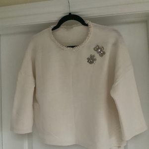 Zara Cropped Embellished Sweater Top